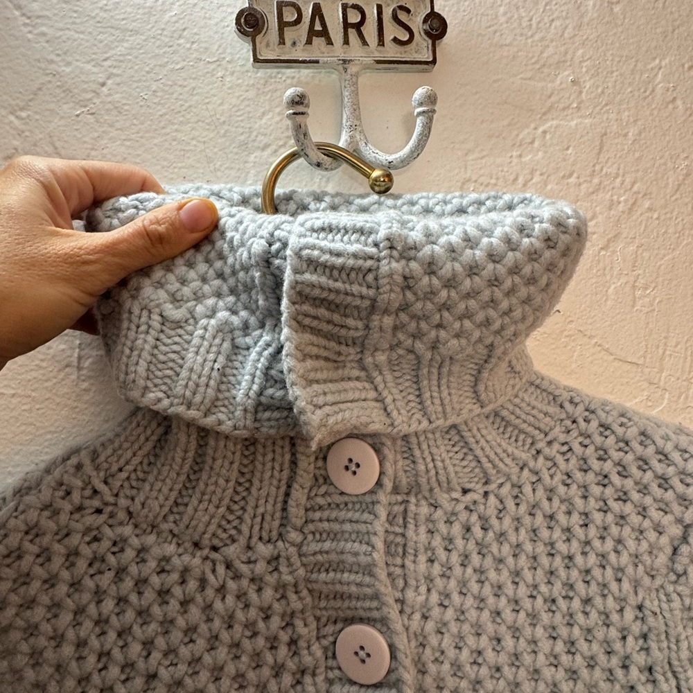 ALMOST VINTAGE AQUA LIGHT BLUE WOOL CASHMERE SWEATER CARDIGAN SZ SMALL - Picture 9 of 9